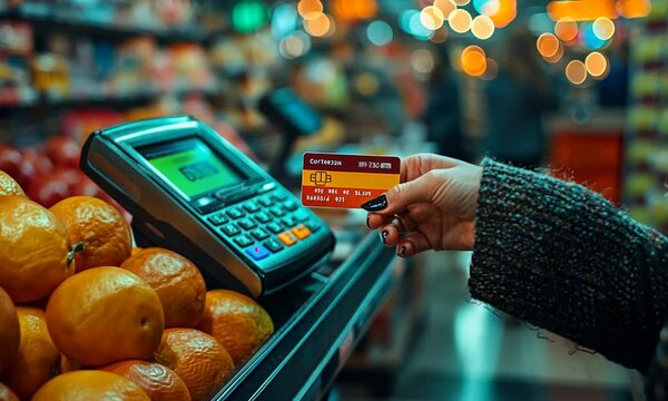 Card and machine payment concept at a store