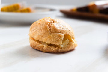 Choux pastry or cream puff. Profiterole. Kue sus. freshly baked. with vanilla cream filling. with copy space. perfect for recipe, article, catalogue, or any commercial purposes.