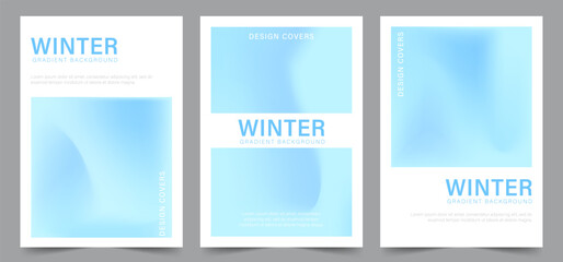 Gradient Pastel Winter Background. Set of trendy blurred templates. Cold fluid wave design. Abstract vector illustration in Blue tones. Sky colors wallpaper.