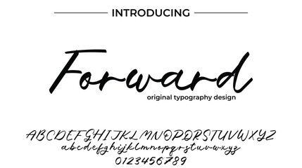 Forward Font Stylish brush painted an uppercase vector letters, alphabet, typeface