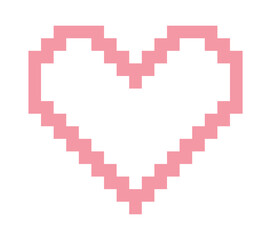 Pixel heart outline empty inside vector
