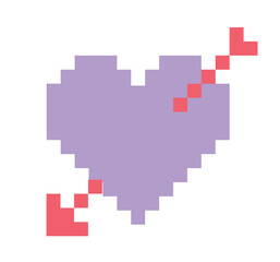 Obraz premium Arrow pierced pixel heart vector