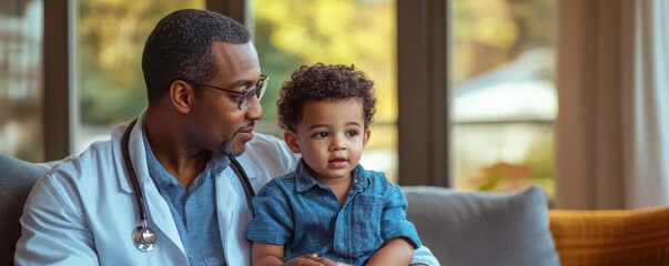 Doctor with child, warm family moment
