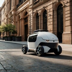 Parcel truck carrying the container and box