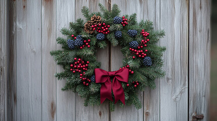Fototapeta premium christmas wreath on a door