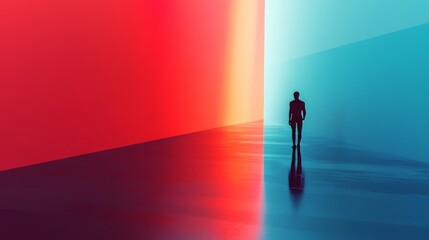 Cinematic minimalist representation of inner conflict and psychological struggle in abstract art