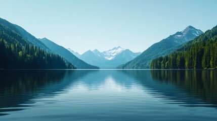 Serene Mountain Lake Landscape in Tranquil Nature