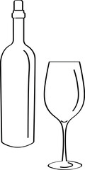  Simple Line Drawing of Wine Bottle and Glass Outline