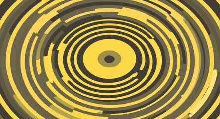 Yellowthemed concentric circles retro anime cartoon style background