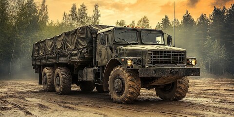 Obraz premium army military transport vehicle 