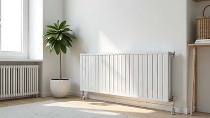 White radiator in a modern apartment