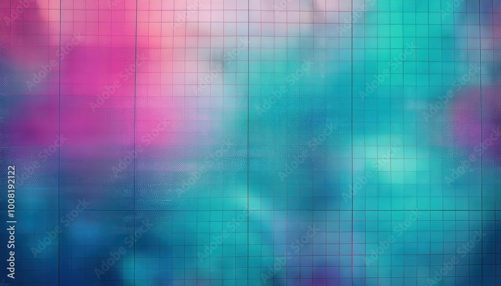 Poster Vibrant Gradient Grid: Abstract Pink and Blue Ombre Background with Intersecting Black Lines Forming a Geometric Pattern on a Textured Surface