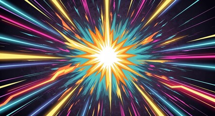 Multicolored energy bursts abstract anime cartoon style background