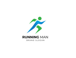 Running marathon trail run logo vector graphic illustration. Running man sport athletic logo design template