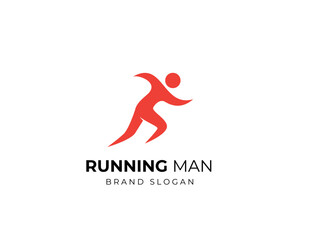 Running marathon trail run logo vector graphic illustration. Running man sport athletic logo design template