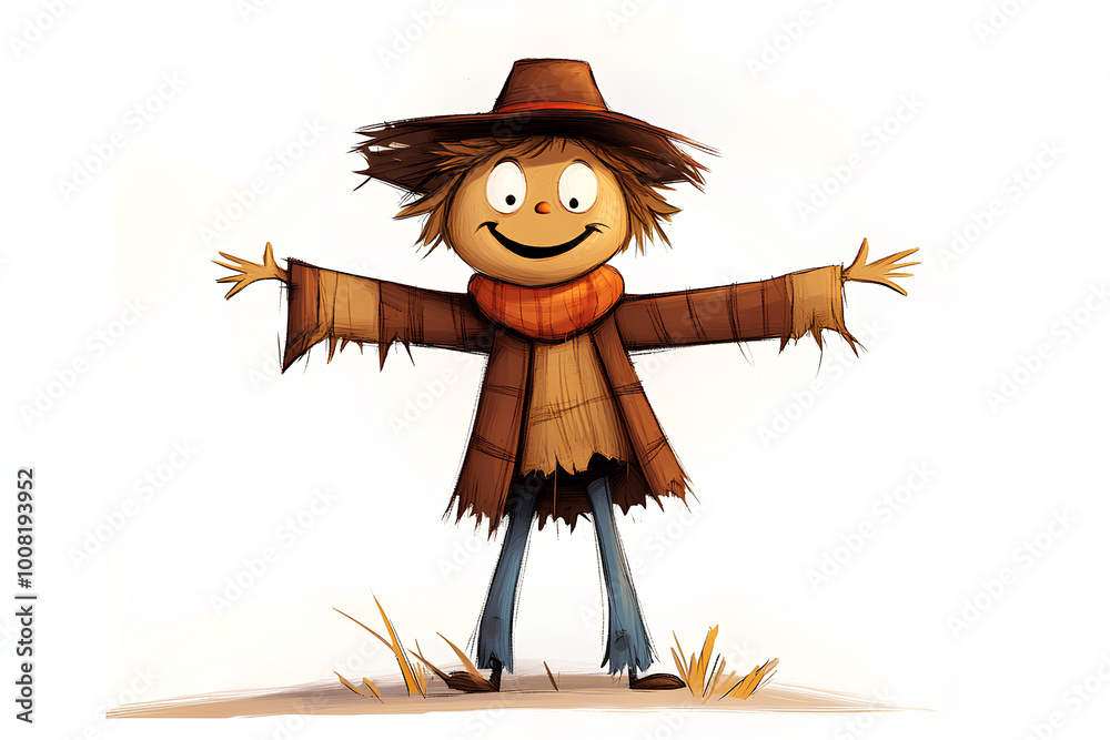 Sticker Cartoon scarecrow character