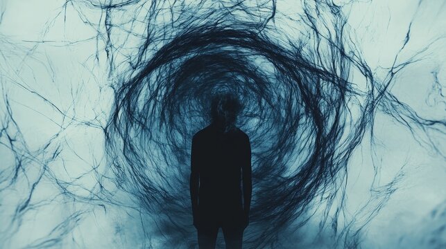 Trapped in madness  an abstract representation of the battle within the mind s turmoil