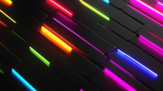 A black background with vibrant neon gradients smoothly transitioning across the scene.