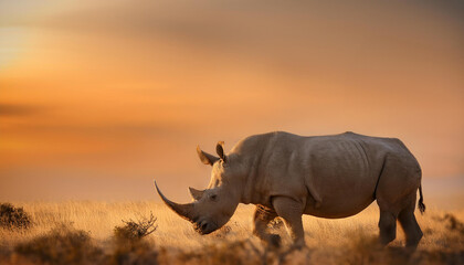 Fototapeta premium A rhino in the savannah