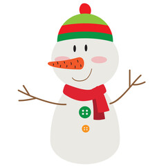 Vintage snowman  vector cartoon flat style illustration