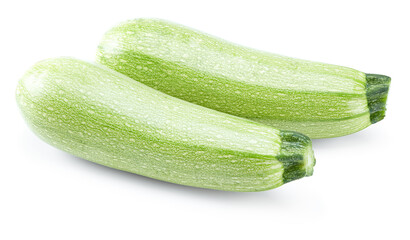 fresh green zucchini or marrow isolated on white background. clipping path