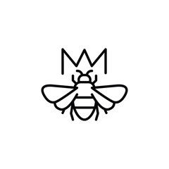 Queen bee icon. Simple queen bee icon with crown for social media, app, and web design. Vector illustration