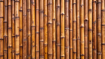 Fototapeta premium A seamless, stunning panorama of textured brown bamboo fence, ideal for creating backgrounds and enriching rustic decor