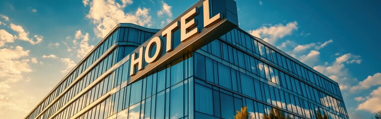 Obraz premium Modern Hotel Building with Large 