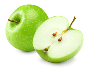 piece of green apple isolated on white background. clipping path