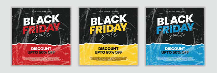 Black Friday sale banner Social Media template premium vector