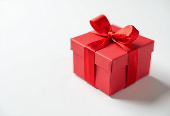 A red gift box with a bow, on a white background