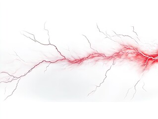 Fototapeta premium Dynamic Energy Clash: Striking Red Electric Discharge on White Surface - Perfect as a Bold Sports Interior Poster to Inspire Action and Strength!