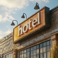 Obraz premium Modern Hotel Building with Clear Blue Sky