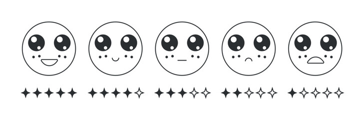 Feedback emotion faces line rating scale icons editable stroke vector clipart