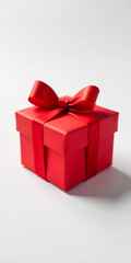 Fototapeta premium A red gift box with a bow, on a white background