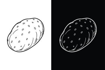 Cute potato lineout icon isolated on white background.