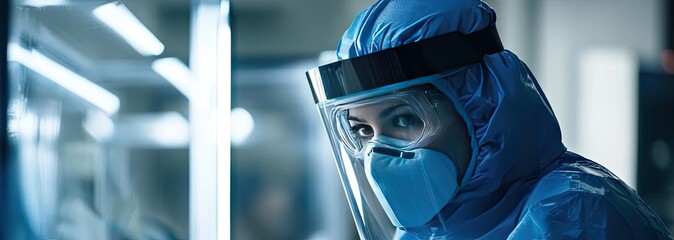 A scientist in protective gear conducts research in a laboratory, showcasing the importance of safety in scientific exploration.