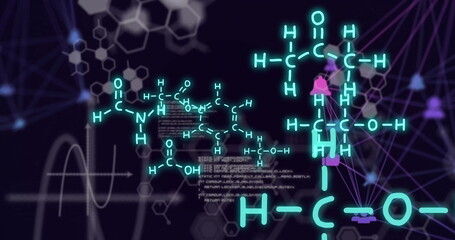 Image of scientific data processing over dark background