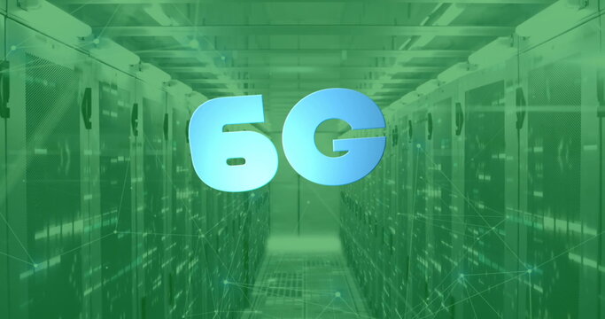 Image of 6g text and digital data processing over computer servers