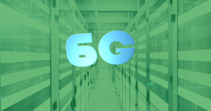Image of 6g text and digital data processing over computer servers