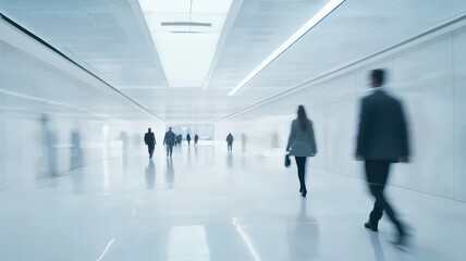 Group of Business people walking in the office corridor,People in business center walking at hall,motion go around at coworking space,Wide image,Concept of office life,co working space.