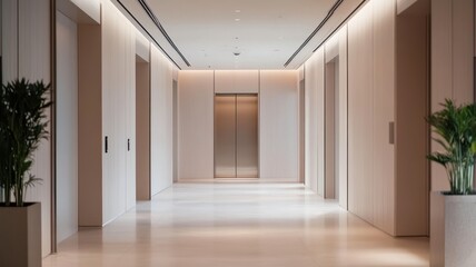 Modern colorful Elevator doors of office or hotel hallway, Lobby interior, corridor in house with lift,Black elegant lift for passenger or cargo elevators,copy space.