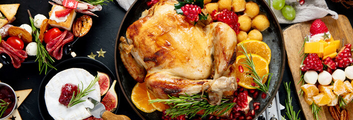 Christmas and Thanksgiving traditional food, holiday dinner,.