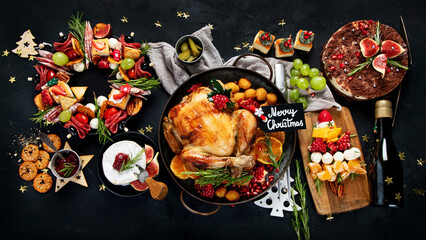 Christmas and Thanksgiving traditional food, holiday dinner,.