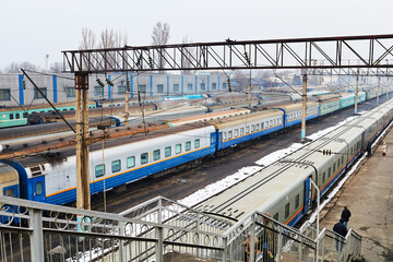 railcars at the railway station in Almaty