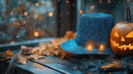  Spooky Halloween Witch Hat and Pumpkin