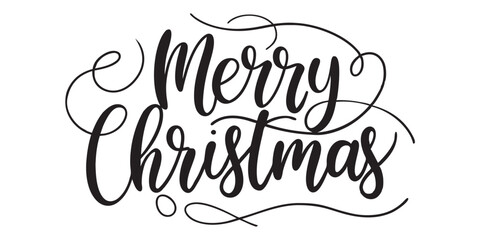 Merry Christmas inscription, beautiful wishing inscription, vector illustration