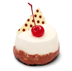 sweet tartlet with fresh cherry isolated on white background. clipping path