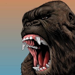 illustration of angry face of gorilla © lineart