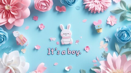 Cute designs for baby showers and welcoming new babies. Includes banners, invitations, and greeting cards. Features 3D toys, flowers, and messages for "It's a girl" or "It's a boy."